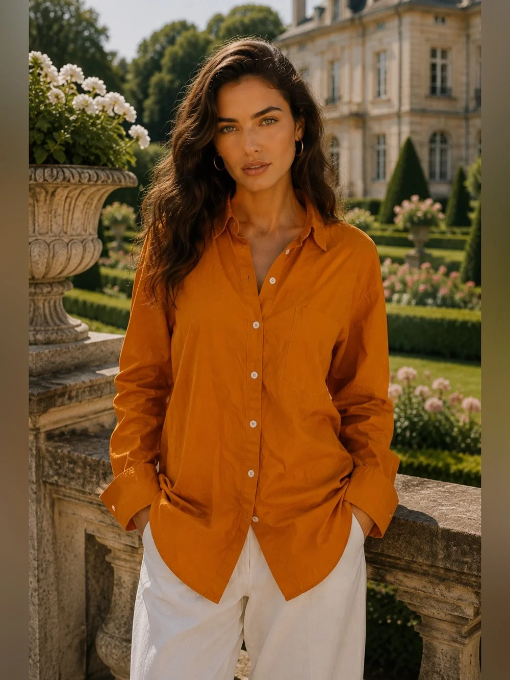 Anthropologie Ochre Button-Front Tunic Shirt